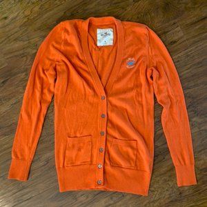 Hollister Button Down Cardigan Sweater Women's M Orange Long Sleeve V Neck